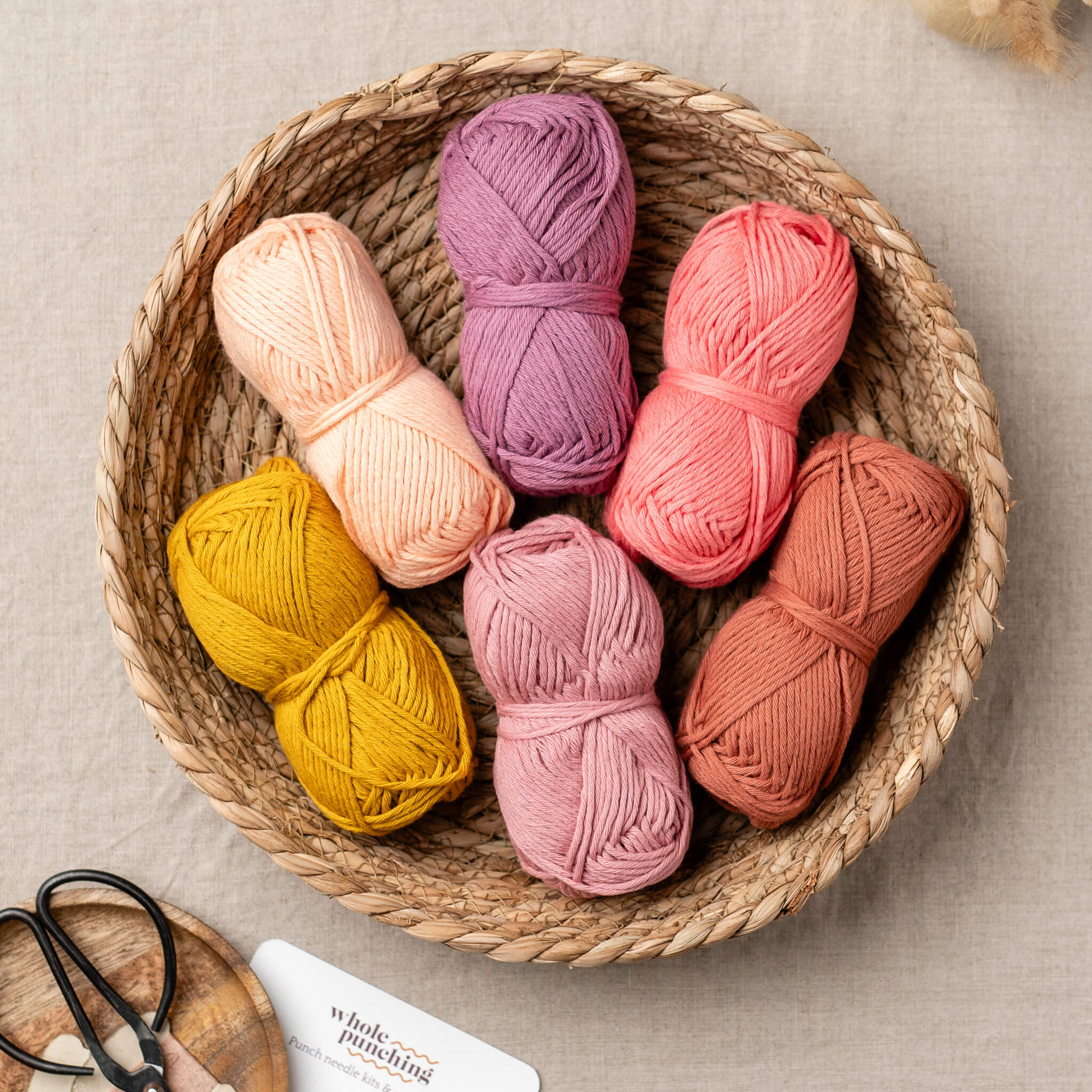 Warm tones 100 cotton aran yarn palette 300g Whole Punching